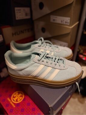 adidas Women’s Gazelle Sneakers in Mint with Cream Stripes